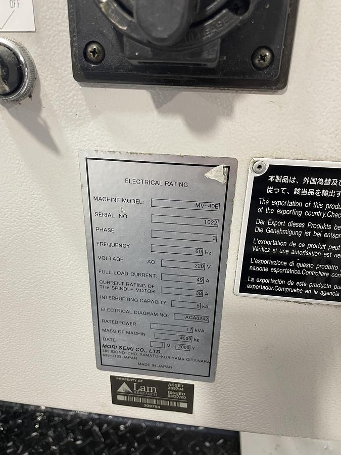 Used (2) 2000 MORI SEIKI MV40E CNC VMC 
