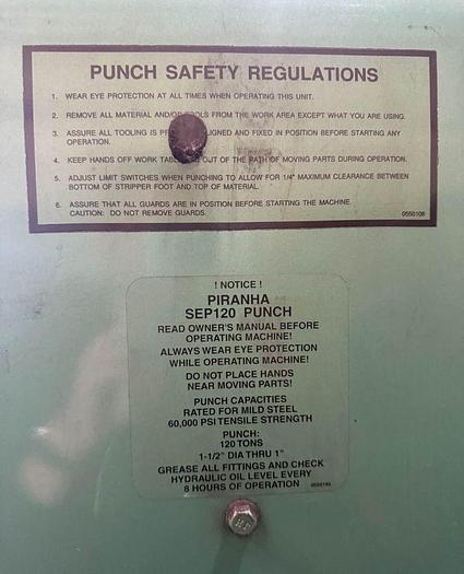 Used Piranha Mdl. SEP120 Punch