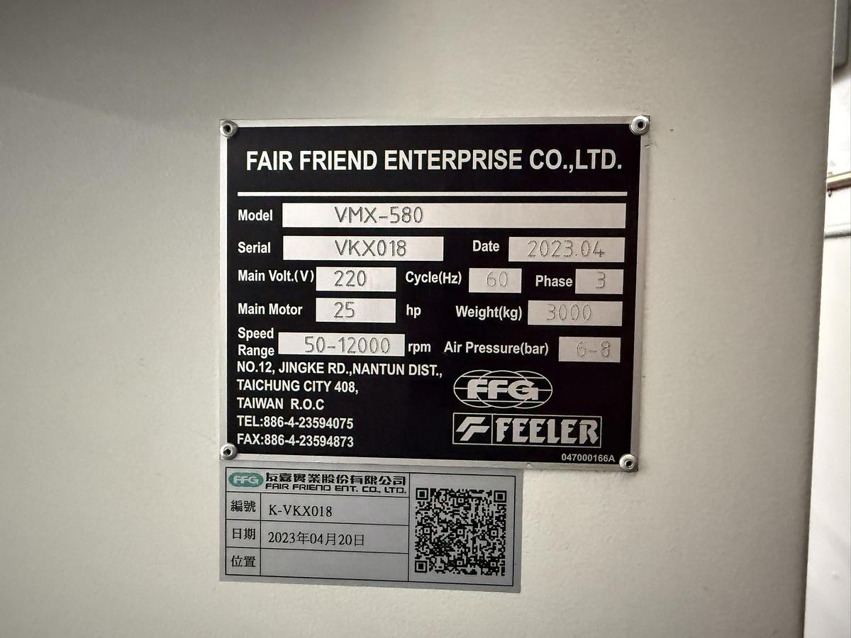 Used 2023 Feeler Mdl VMX-580 CNC Vertical Machining Center - Price New $66,000 - Your Price $39,500 Only 886 Cutting Hours