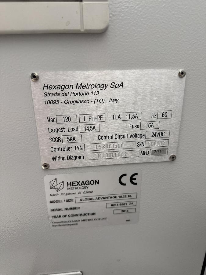 Used 2014 Hexagon Global 15.22.10 CMM