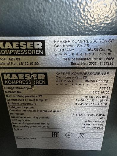 Used 2022 Kaeser Mdl BSD 50T Rotary Screw Air Compressor