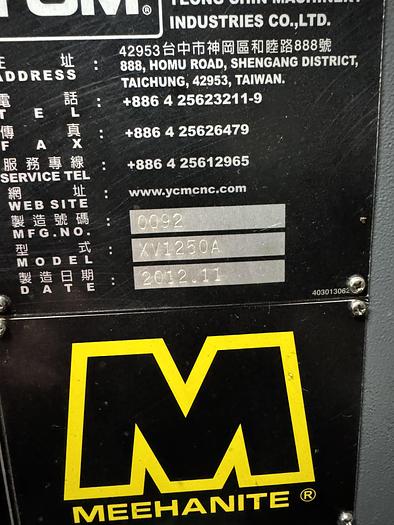 Used 2012 YCM Mdl. XV1250A CNC Vertical Machining Center