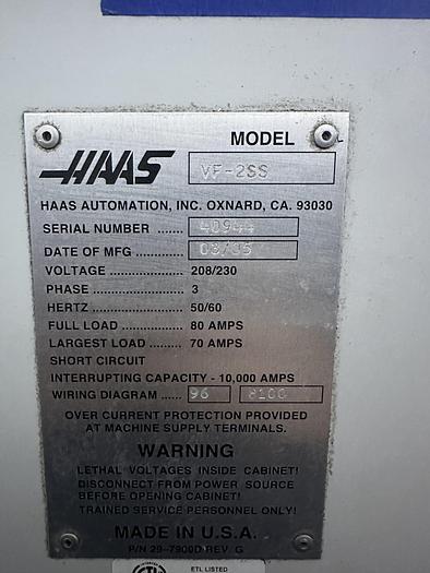 Used  2005 HAAS VF 2 SS CNC VERTICAL MACHINING CENTER