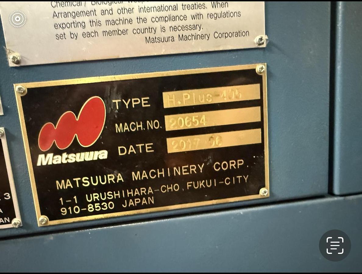 Used 2017 Matsuura Mdl. H Plus 405 CNC HMC