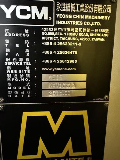 Used 2015 YCM Mdl. NXV 1020A CNC Vertical Machining Center