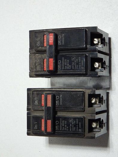 Used Westinghouse Bryant BR220 20 Amp 2 Pole Circuit Breaker Type BR GHB7
