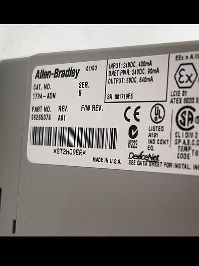 Used Allen Bradley 1794-ADN Ser B, 1794-TB3S Ser A, 1794-IB16 Ser A