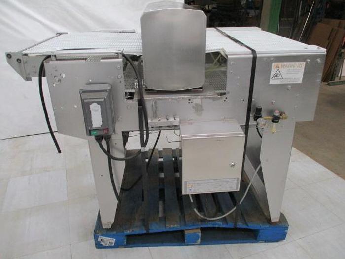 Used CEIA THS METAL DETECTOR,28" WIDE X 2 1/4" CLEAR, 2 7/8" APERTURE, 5' LONG WITH RETRACTING BELT REJECT