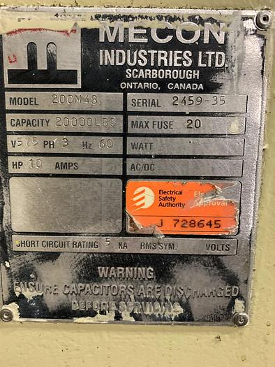 Used 48" Mecon Powered Uncoiler