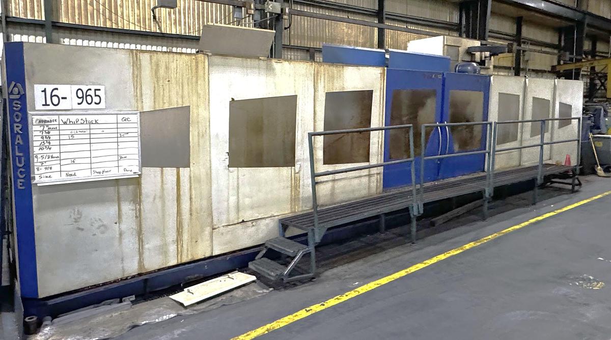 Used 2005 Soraluce SP-10000 3 + 2 Axis Bed Mill with 30 Pos. ATC, 4000 RPM, ISO #50 taper, 334"x63"x47.24" Travels, Heidenhain Control