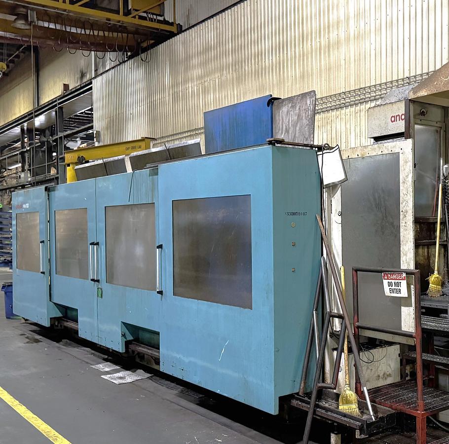 Used 2000 Anayak HVM-T-11000 3 + 2 Axis Bed Mill with B Axis Head with 2.5 Deg Increment, 40 HP, 3000 RPM, Heidenhain Control