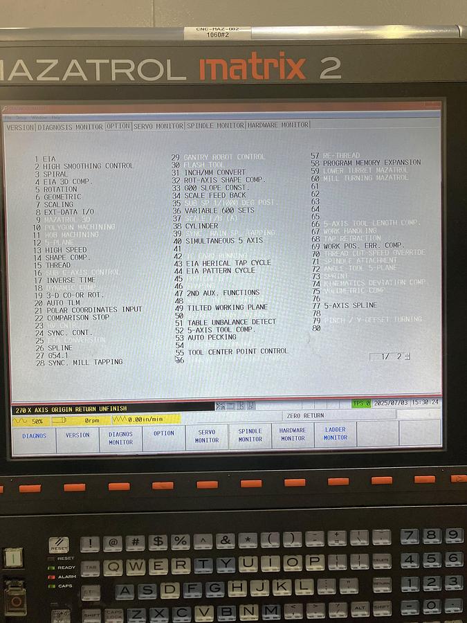 Used 2014 Mazak Vortex e-1060V/8 Heavy Duty 5 Axis Milling Machine with Built in Rotary Table, Tilting B Axis Head, HPC, 120 Pos. ATC