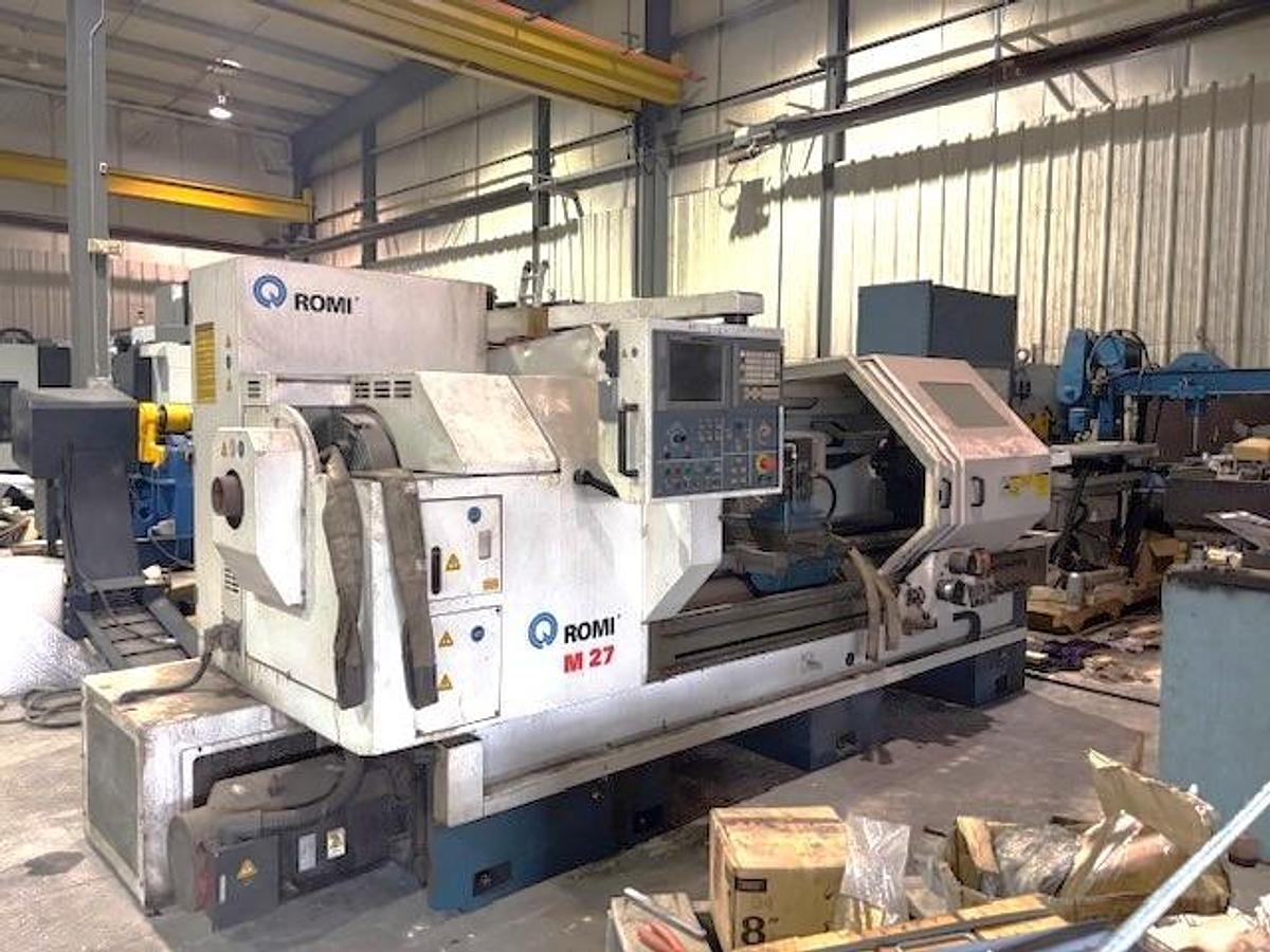 Used 2000 Romi M27 x 80" with 6.77" Big Bore Spindle, Front & Rear Chucks, 8 Station Turret, Tailstock