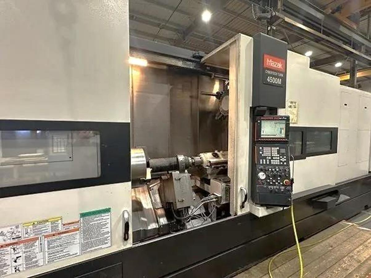 Used 2008 Mazak Cybertech Turn 4500M/3000 with 7.23"Big Bore, Milling, 33.86" sw, 120" cc, SMW Steady Rest, Tailstock, Air Chuck