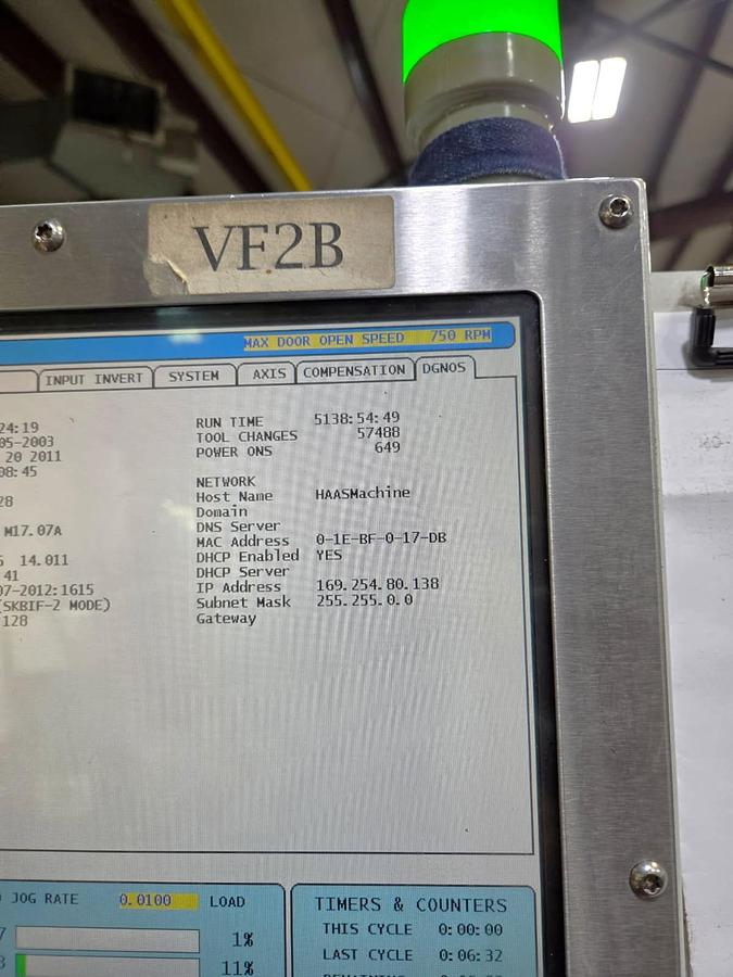 Used 2010 Haas VF2B with PCool, Chip Auger, 7500 RPM, 2 Spd Gearbox, Haas Probing Package, Remote Jog Handle