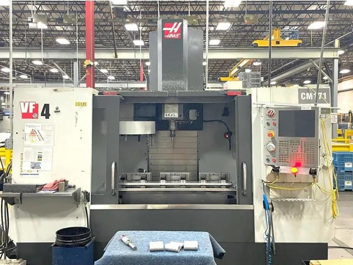 Used 2014 Haas VF4 with Coolant Thru Spindle, 4th Axis Drive & Wiring, Prog. Coolant, Probe Ready, 20 Pos. Umbrella ATC