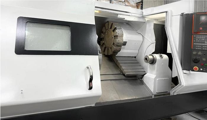 Used 2007 Mazak Nexus QTN 450-II/1000 Big Bore with Chip Conveyor, SMW 18" Air Chuck, Tailstock, Prep for Rear Chuck, Threading