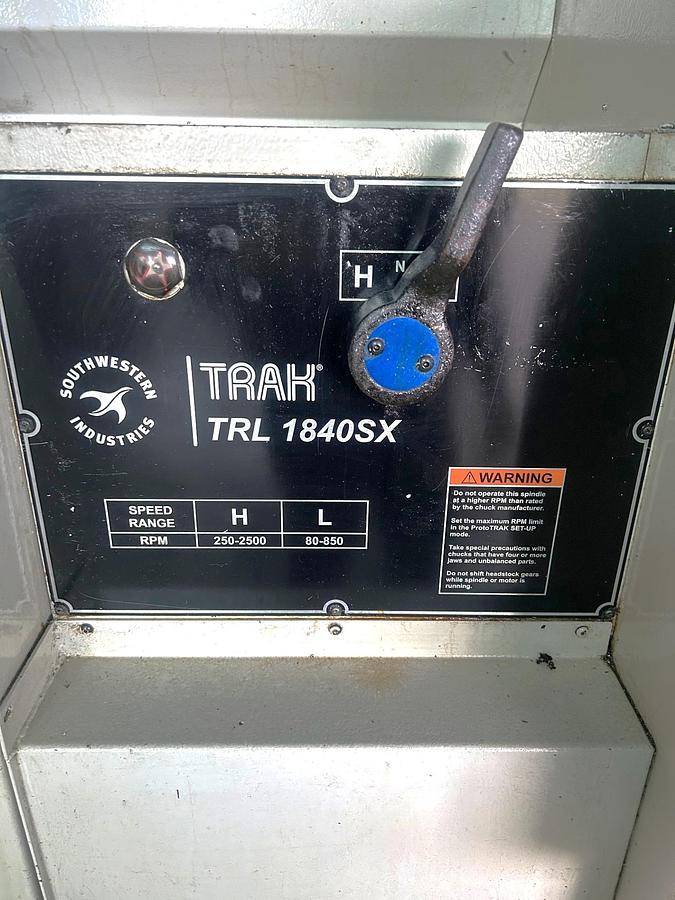 Used 2012 Southwestern Industries TRAK TRL 1840SX with Tailstock, Tool Post, Geared, SLX Series Control
