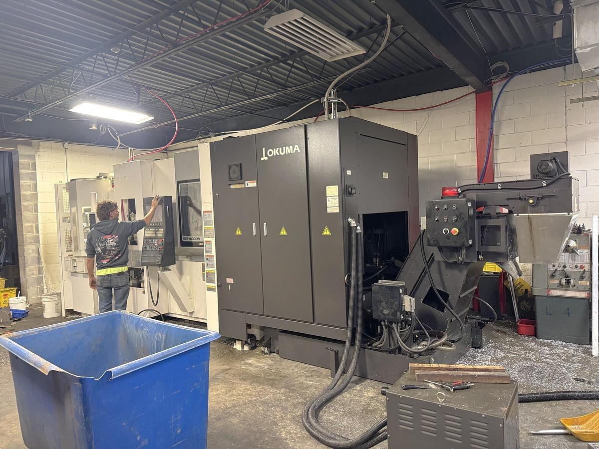 Used 2017 Okuma MB-4000H with 6 Station Rotary Pallet Changer, Full 4th Axis Rotary Tbl, 15k RPM, HSK63 Tpr., HPC, Probing, 64 Pos ATC