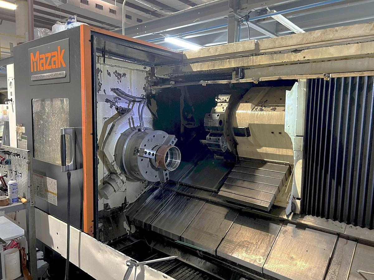 Used 2013 Mazak Nexus QTN 450-II/3000 with 7.28" Bar Capacity, 120" Center, SMW Front Air Chuck, LNS Hyd. Steady Rest, Rear Chuck Prepped
