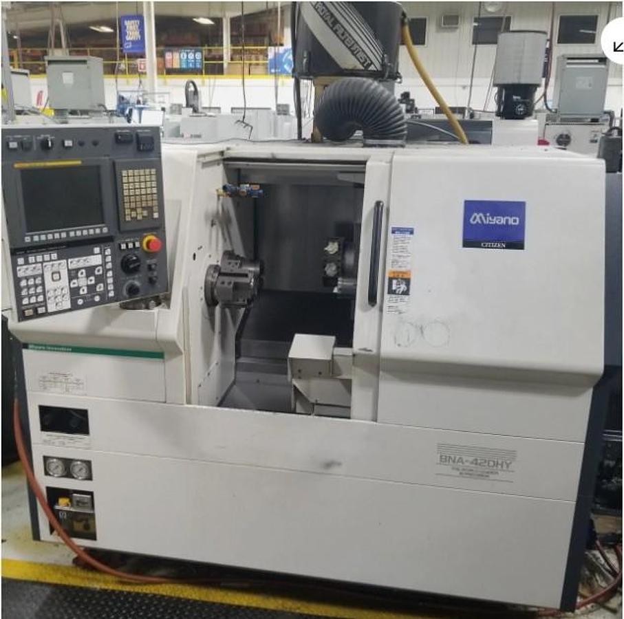 Used 2013 Miyano BNA-42 DHY w/ Milling & Subspindle, Y Axis, Dual Front and Rear Turrets, Edge Bar Patriot 338 Barfeed, HPC