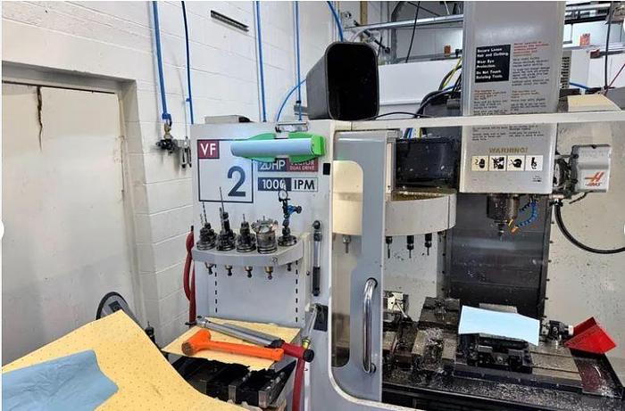 Used 2006 Haas VF2 w/ 4th Axis Drive, Renishaw Probing, Pcool, Auger