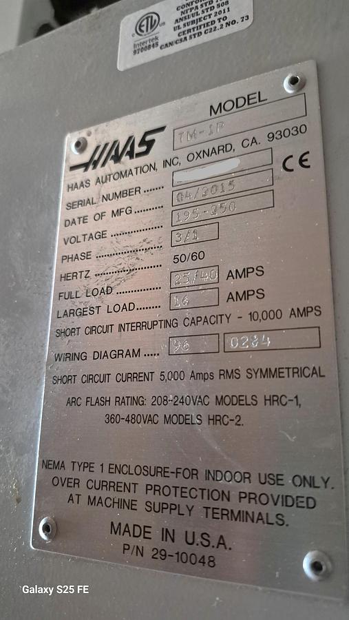 Used 2015 Haas TM-1P with 10 Station Tool Changer, Coolant, USB, Can be wired either single or three phase power