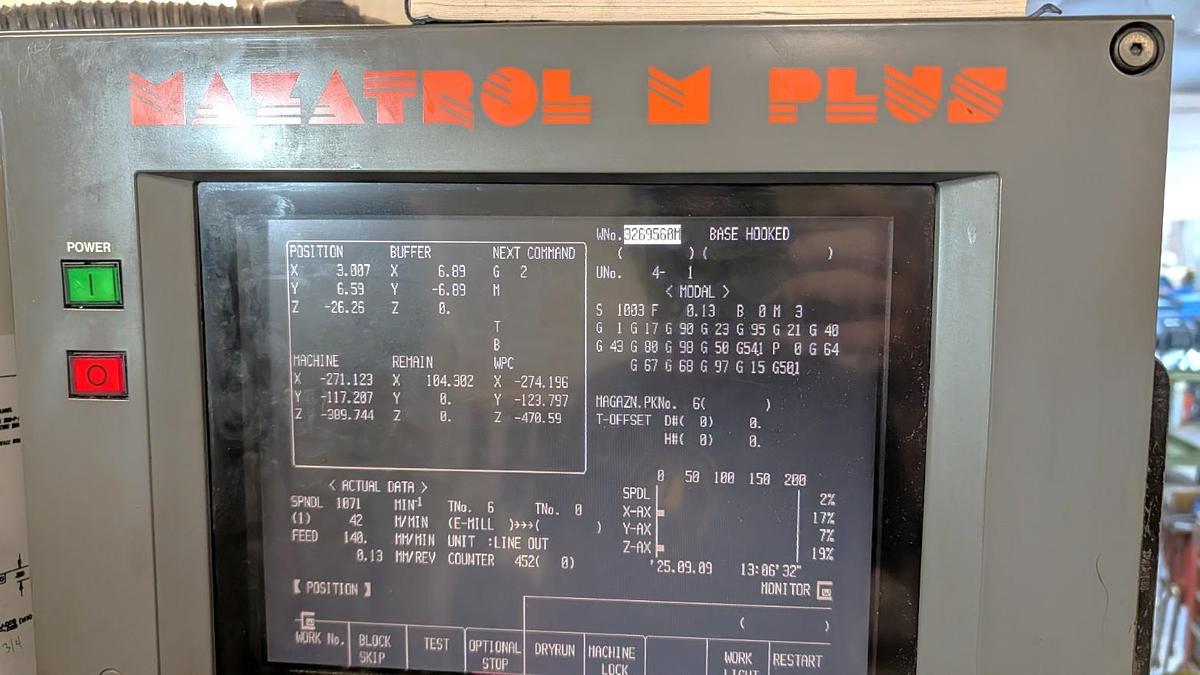 Used 1998 Mazak VTC16B with Yuasa Indexer, Chip Conveyor, Auto Tool Length Measurement Probe, Making Parts