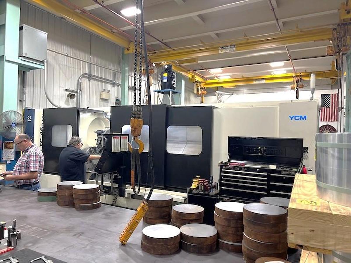 Used 2018 YCM TC-46/3200 with 24" Hyd. Chk, 6.5" Bar Cap., 29.55" Max Turn Diam., 134.45 cc, Tailstock, Chip Conveyor, Tool Eye