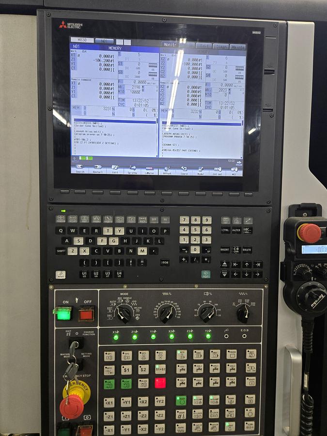 Used 2022 Quicktech T8 Hybrid 9 Axis Lathe with Milling/Drilling, Subspindle, Turret and Gang Slide, Barfeed, Parts Exit Conveyor, Chip Conveyor
