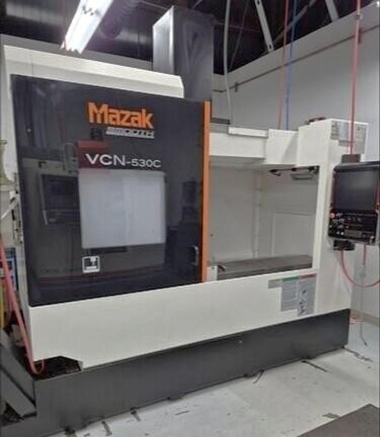 Used 2018 Mazak Nexus VCN 530C with 4th Axis Rotary Table, Renishaw Tool Probe, Chip Conveyor, 15,000 RPM, BT40, Tooling, 30 ATC