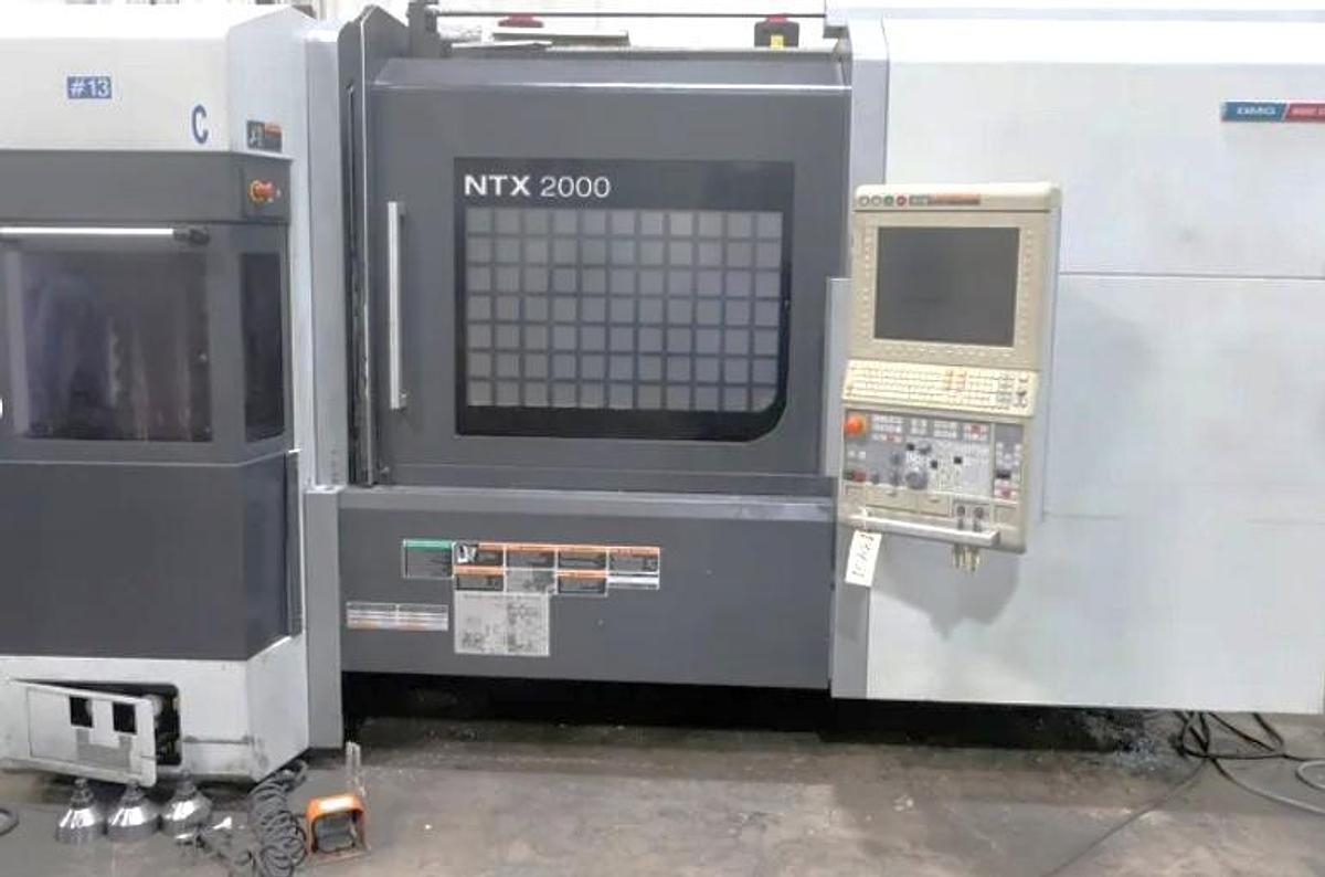 Used 2014 DMG Mori NTX2000-1500SZM Mill/Turn Center, Pendulum B Axis, Y Axis, Lower Turret Milling, 8" Chucks Both Spindles