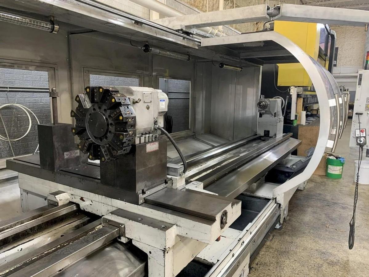 Used 2010 Milltronics ML40/160 with 14" Big Bore Spindle, 31.5" 3 Jaw Manual Chuck, Tailstock, 12 Station Turret, (2) Steady Rests