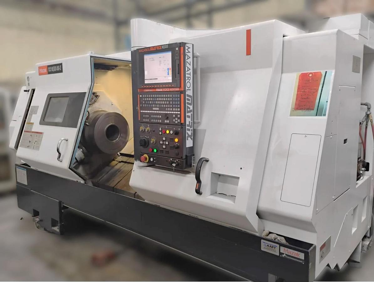 Used 2007 Mazak Nexus QTN 450-II/1000 Big Bore with Chip Conveyor, 18" Air Chuck, 7" Bar Cap., Tailstock, Prep for Rear Chuck, EIA Programming