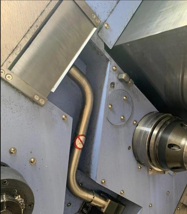 Used 2019 Doosan Puma TT1300SY Twin Spindle/Twin Turret, Y Axis Mill Turn Lathe, Barfeed, Parts Conveyor, 