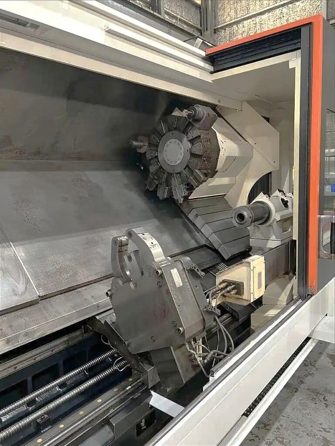 Used 2013 Mazak Slant Turn Nexus 550/3000 with 24" Air Chuck, 10.8" Bar Capacity, 120" Centers, Hyd Steady Rest, Tailstock, Conveyor