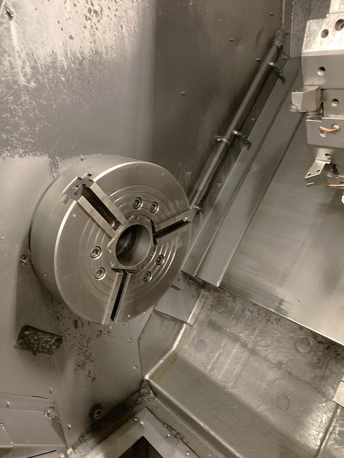 Used 2006 Leadwell LTC50-BL with 18" Hyd Chk, 4.6" Bar Cap., 33.5" sw, 80" cc, 1500 RPM, 50 HP, Steady Rest, Conveyor, Fanuc 0i-TC