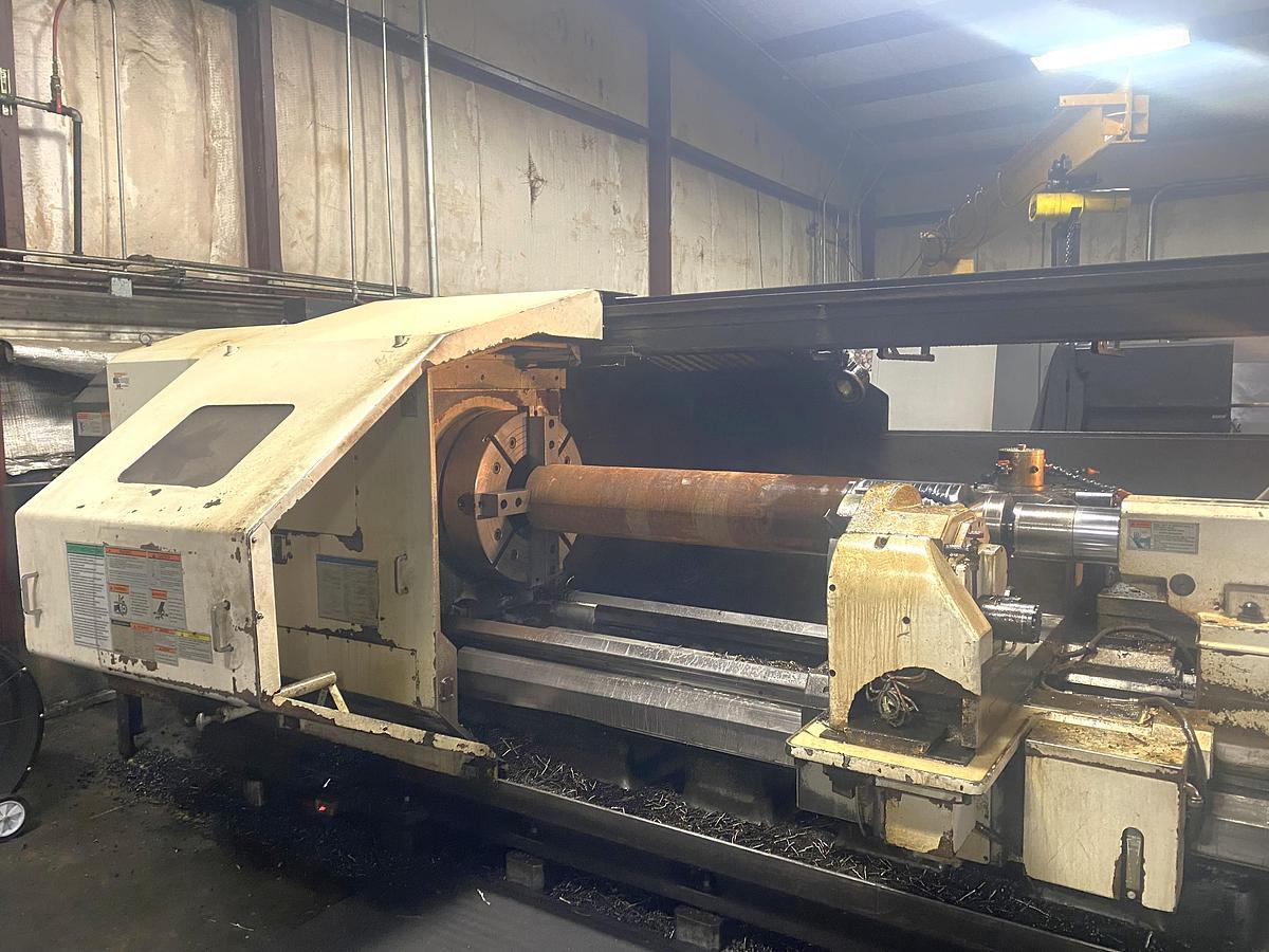 Used 2013 Mazak Powermaster 3000U with 12.5" Bore, 120" Centers, Manual 25" Chuck