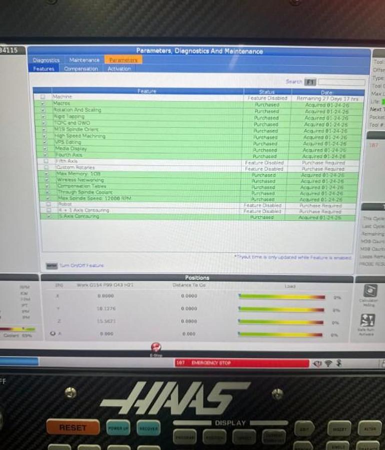 Used 2025 Haas VF-4SS with HRT210 4th Axis Rotary Table, Coolant Thru Spindle, Haas Probing, 30 ATC, HSM, ONLY 50 Cutting Hrs.