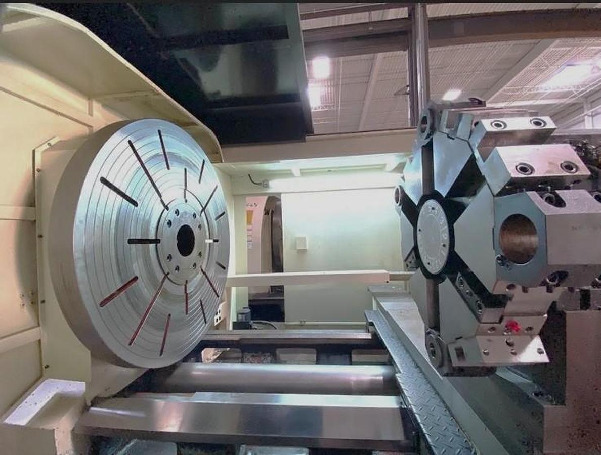 Used 2007 Hwacheon T130 CNC T-Lathe with 51.18" Swing, 35.83" Max Cut Diam., 400 RPM, 6.1" Bore, 50" Chuck, 12 Station Turret, Fanuc