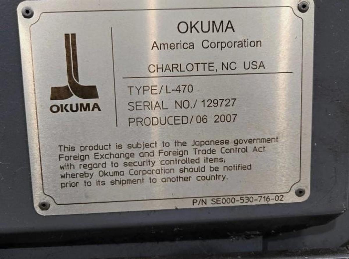 Used 2007 Okuma Captain L470M/1250 Big Bore OSP P-200L with Milling Capability and 3.5" Bar Capacity, Chip Conveyor, Tool Eye