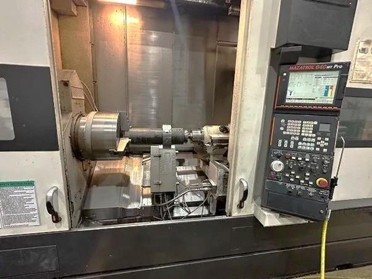 Used 2008 Mazak Cybertech Turn 4500M/3000 with 7.23"Big Bore, Milling, 33.86" sw, 120" cc, SMW Steady Rest, Tailstock, Air Chuck