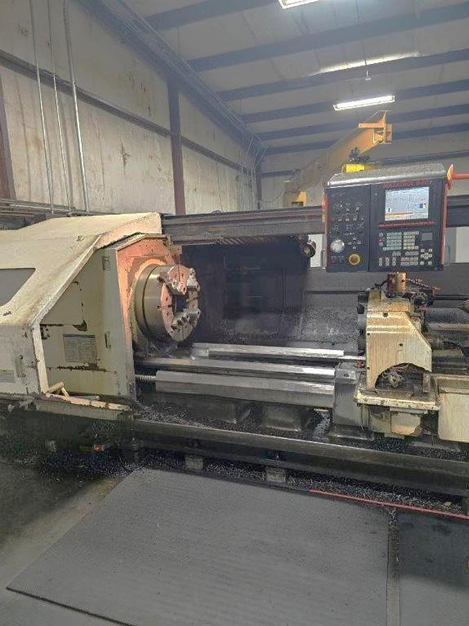 Used 2013 Mazak Powermaster 3000U with 12.5" Bore, 120" Centers, Manual 25" Chuck