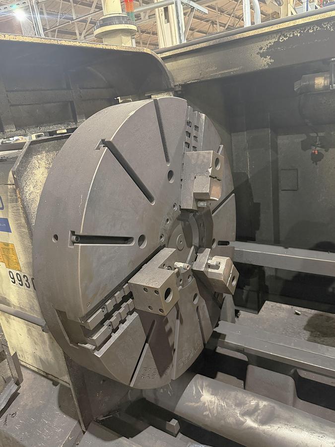 Used Hwacheon Mega T130 CNC T-Lathe with 51.18" Swing, 35.83" Max Cut Diam., 400 RPM, 6.1" Bore, 50" Chuck, 12 Station Turret, Fanuc