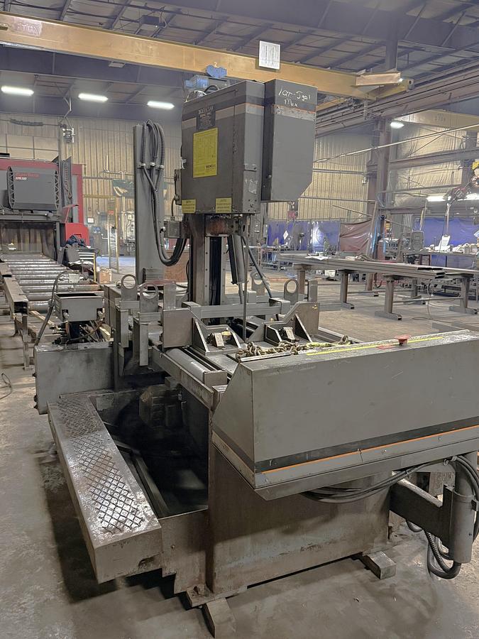 Used 2007 HE & M Model V100HLM-3 Automatic Vertical Bandsaw with Upgraded Hydraulic Package, 18" x 22" Cutting Capacity