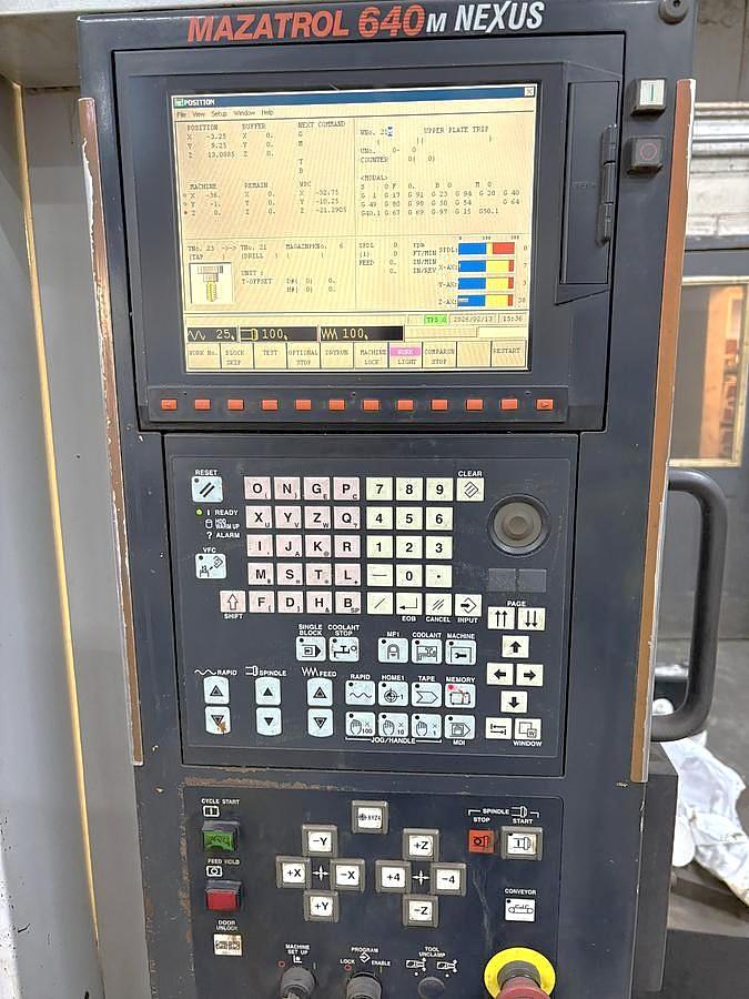 Used 2005 Mazak Nexus VCN 510C Chip Conveyor, Remote Jog Handle, Misc Tooling