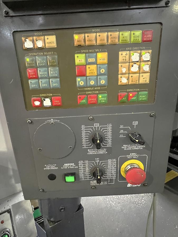 Used 2003 Enshu S-400 Vertical Machining Center with 2 Pallet Changer, Fanuc 18M, 8000 RPM, RJH, CAT40, 20 Station ATC, Chip Auger