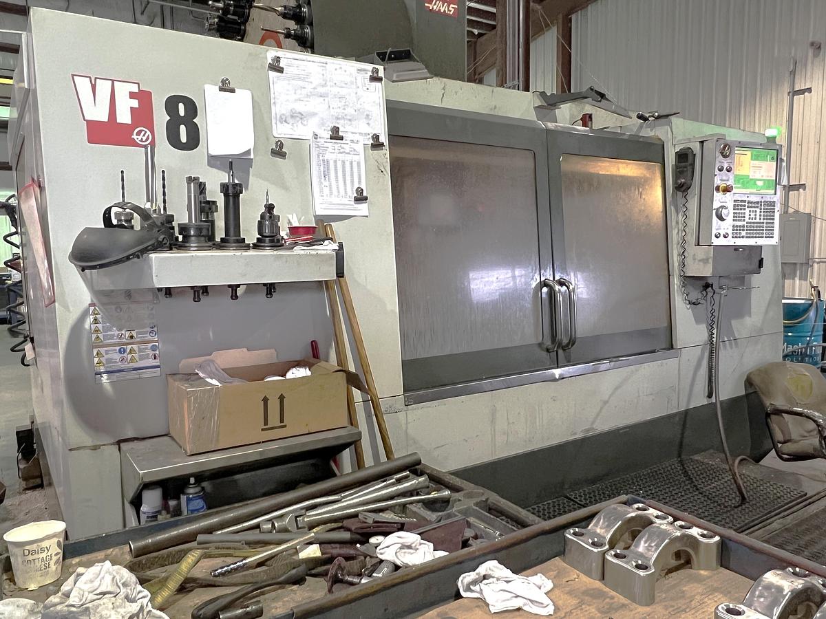 Used 2012 Haas VF8/50 with Coolant Thru Spindle, Probe Ready, 4th Axis Table, CAT 50, 7500 RPM, 30 Station Tool Changer, 