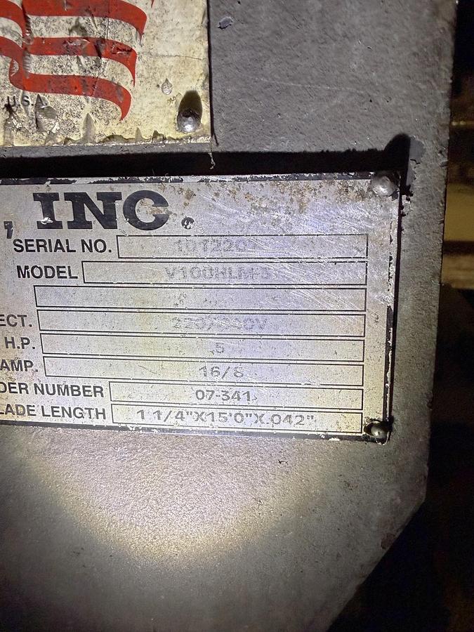 Used 2007 HE & M Model V100HLM-3 Automatic Vertical Bandsaw with Upgraded Hydraulic Package, 18" x 22" Cutting Capacity