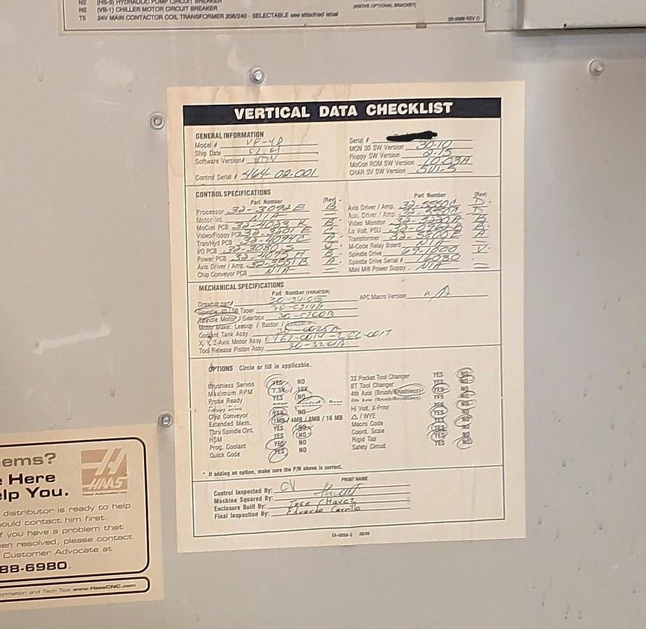 Used 2001 Haas VF4D with Haas HRT210 4th Axis Table, Tailstock, Auger, Prog. Coolant, Quick Code